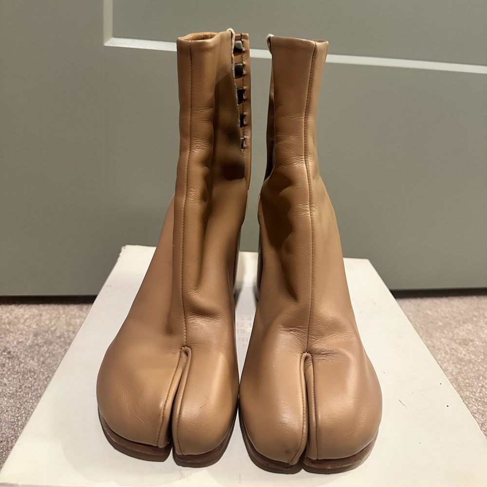 MM6 Tabi Tan Ankle Boots